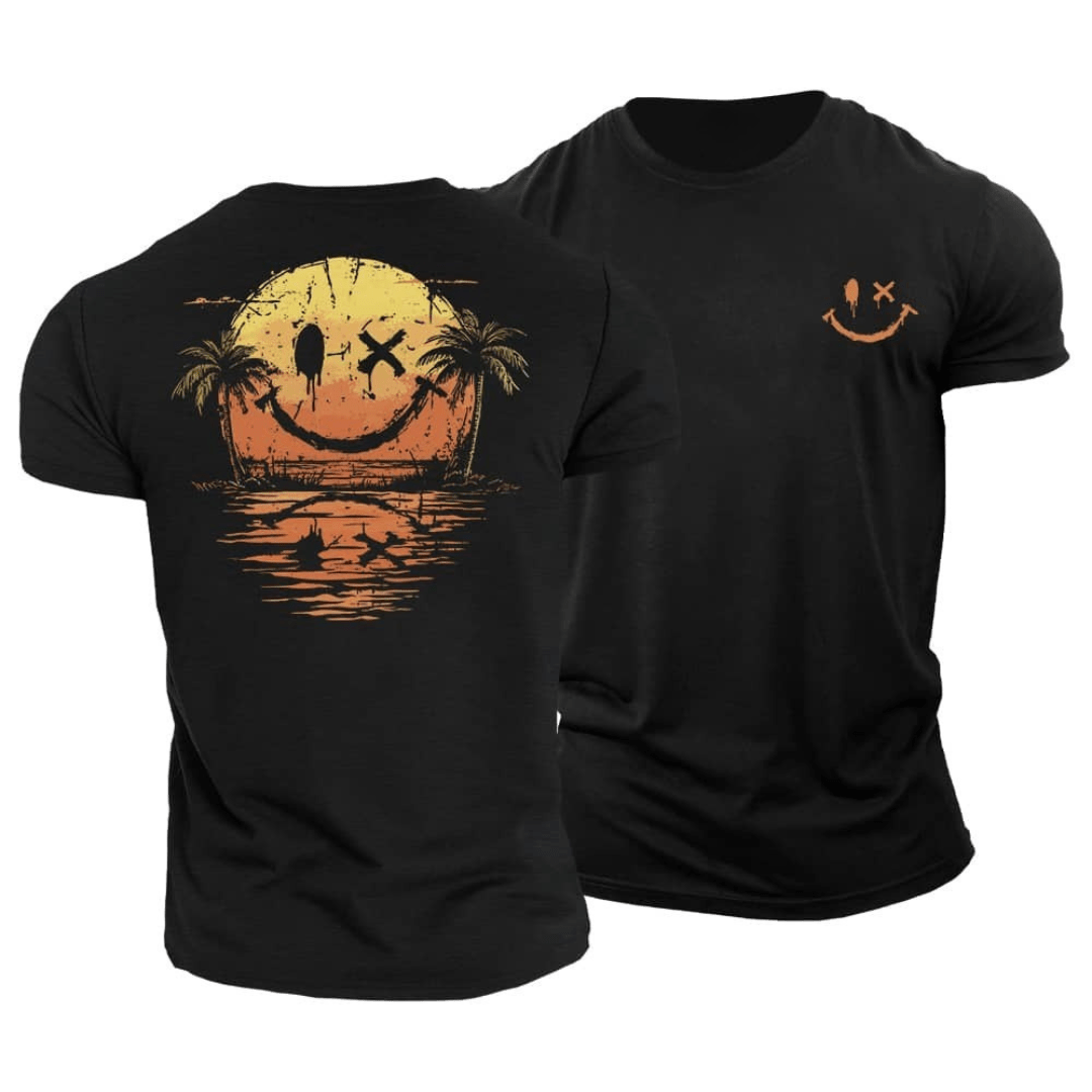 Naomi | Stylish Sunset Smiley Graphic T-Shirt Men