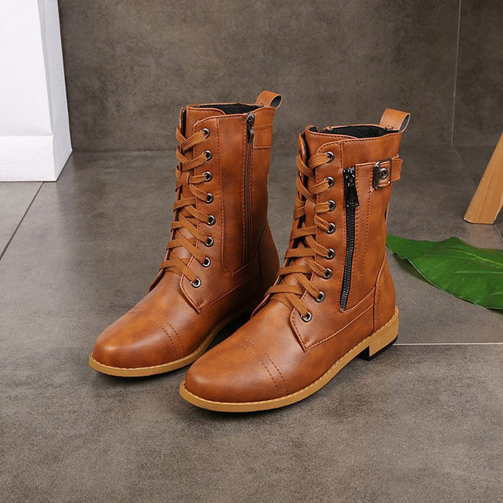 Harper | Chic Orthopedic Combat Boots With Side Zip
