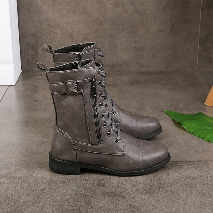 Harper | Chic Orthopedic Combat Boots With Side Zip