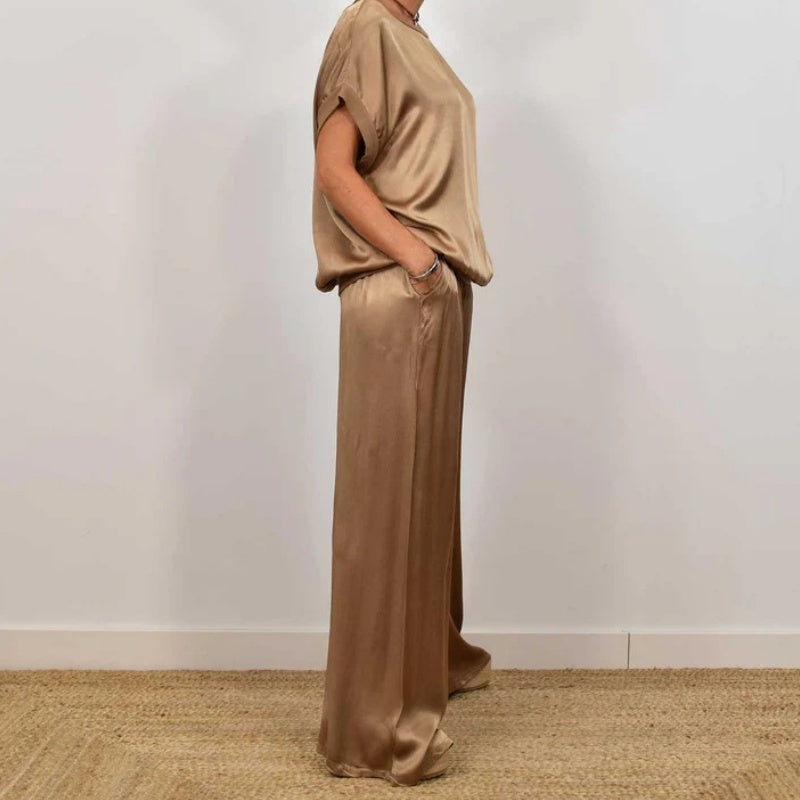 Marla | Stylish Sleeveless Two-Piece Set With Wide Leg Pants