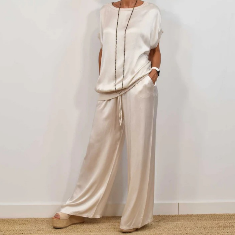 Marla | Stylish Sleeveless Two-Piece Set With Wide Leg Pants