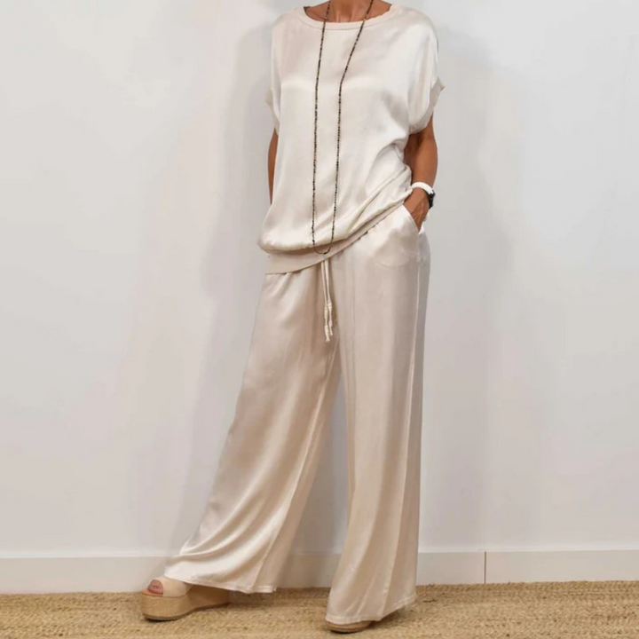 Marla | Stylish Sleeveless Two-Piece Set With Wide Leg Pants