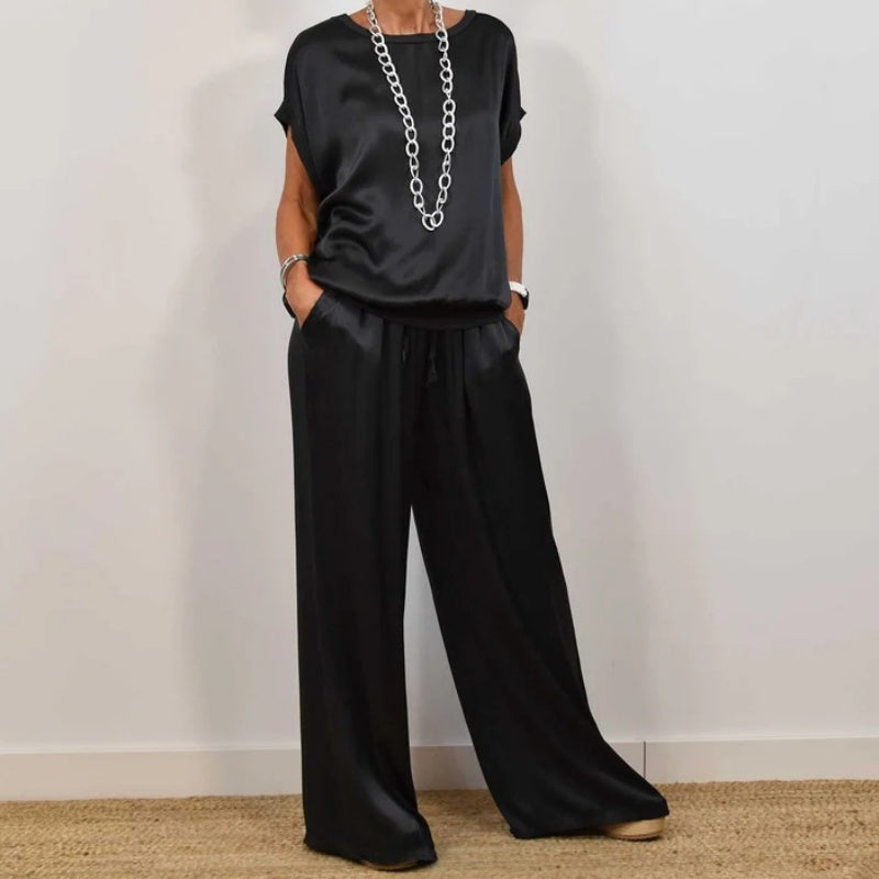 Marla | Stylish Sleeveless Two-Piece Set With Wide Leg Pants