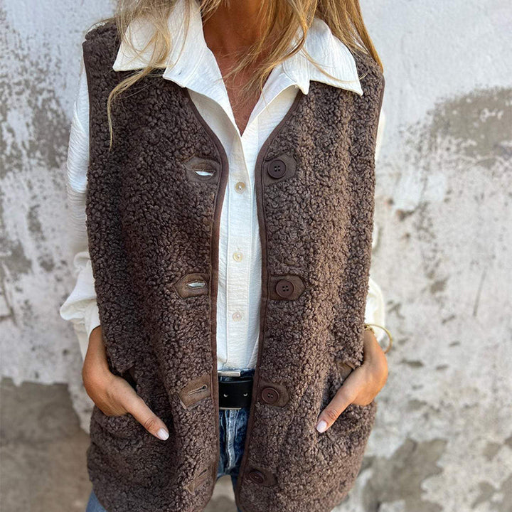 Wren | Cozy Button Down Sherpa Fleece Vest Sleeveless