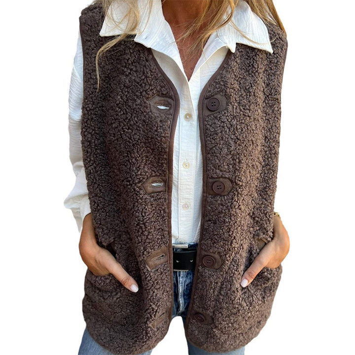 Wren | Cozy Button Down Sherpa Fleece Vest Sleeveless