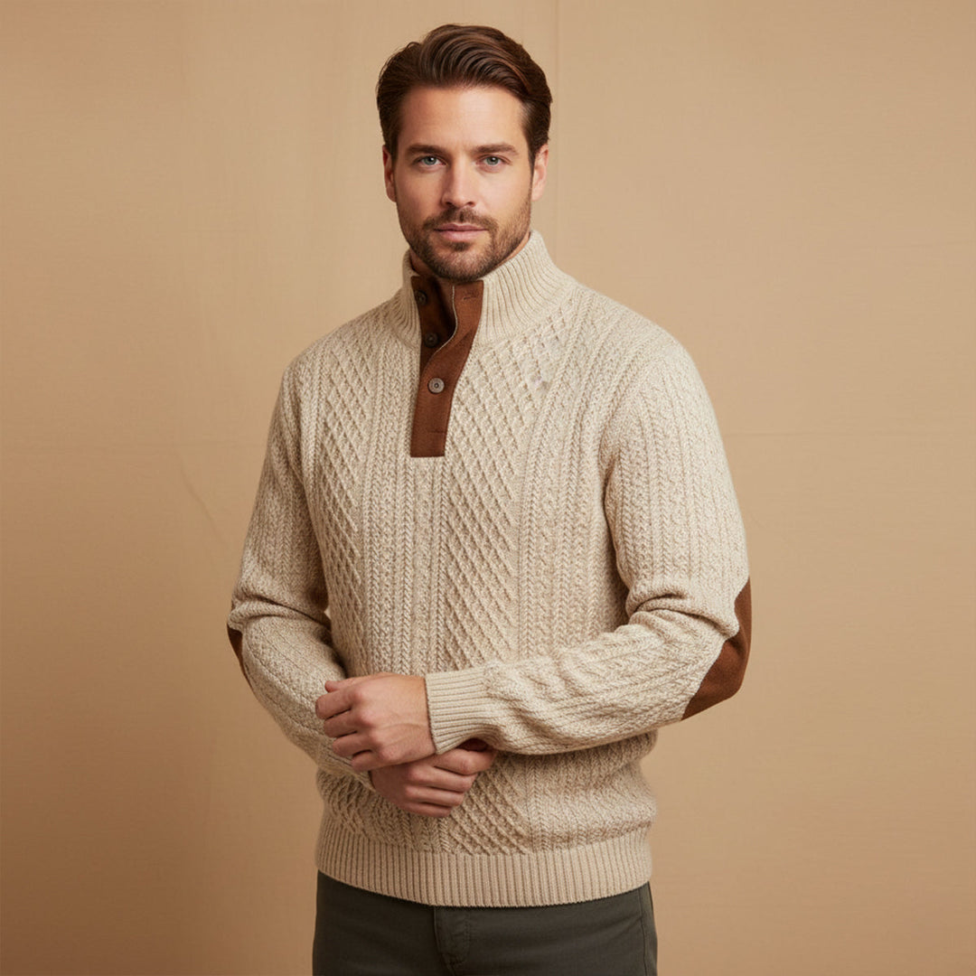 Kingston | Stylish Cable Knit Quarter-Button Cashmere Sweater
