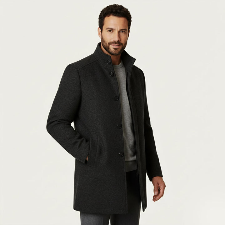Serena | Elegant Brown Wool Overcoat With Button Front