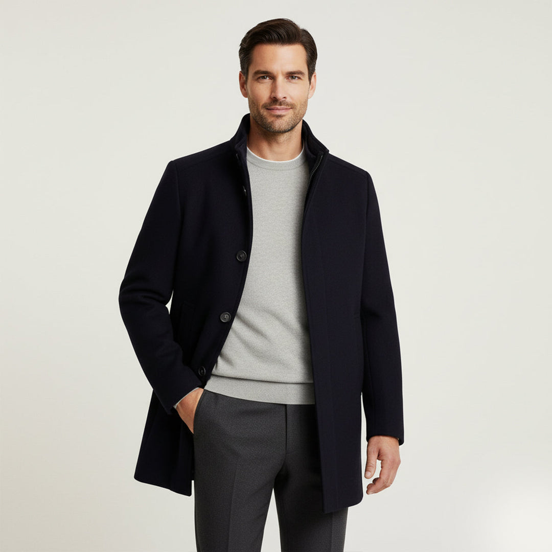 Serena | Elegant Brown Wool Overcoat With Button Front
