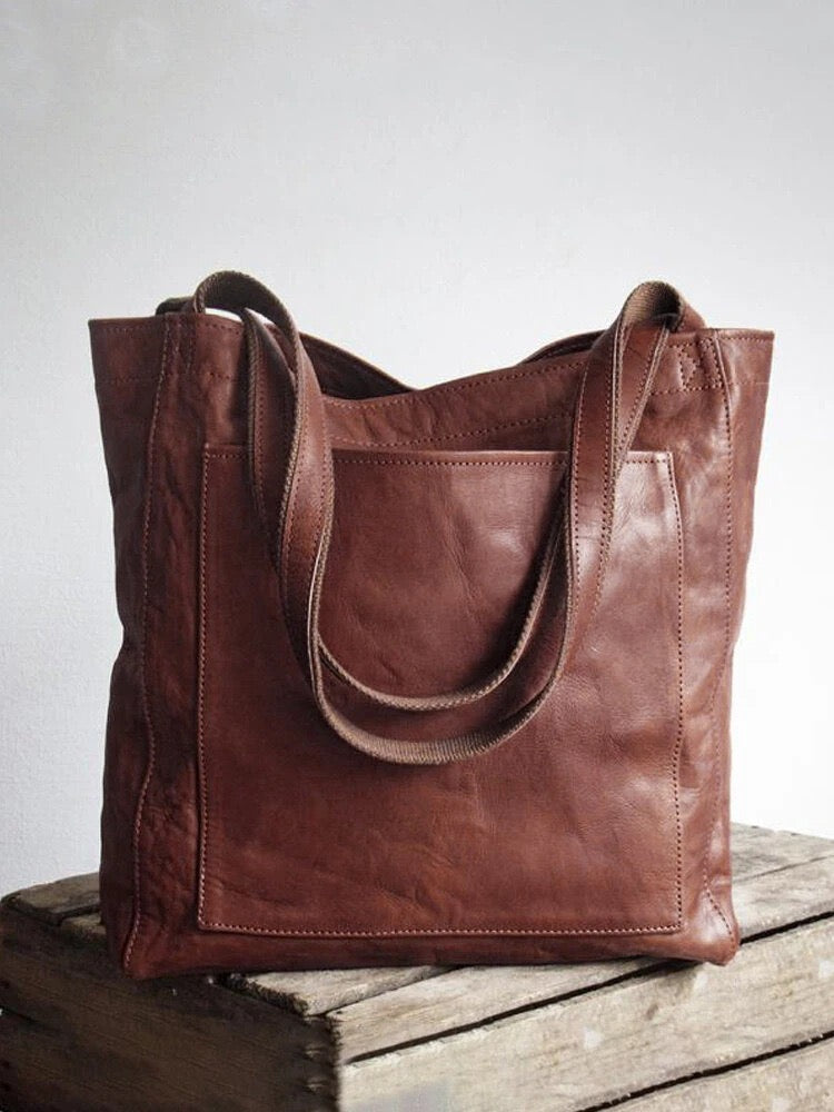 Nina | Elegant Leather Tote Bag With Top Handle