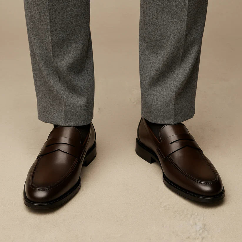 Marcus | Classic Black Leather Penny Loafers Men Dress Shoes