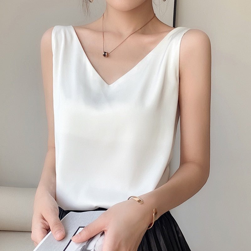 Eleanore | Elegant V-Neck Sleeveless Tank Top For Women