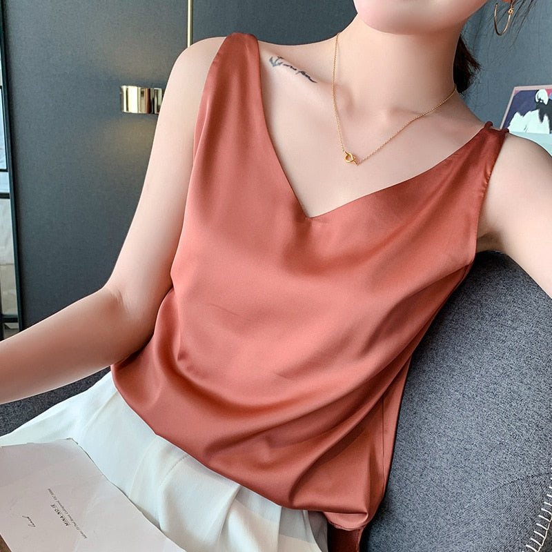 Eleanore | Elegant V-Neck Sleeveless Tank Top For Women