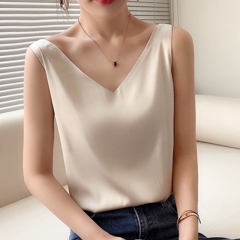 Eleanore | Elegant V-Neck Sleeveless Tank Top For Women