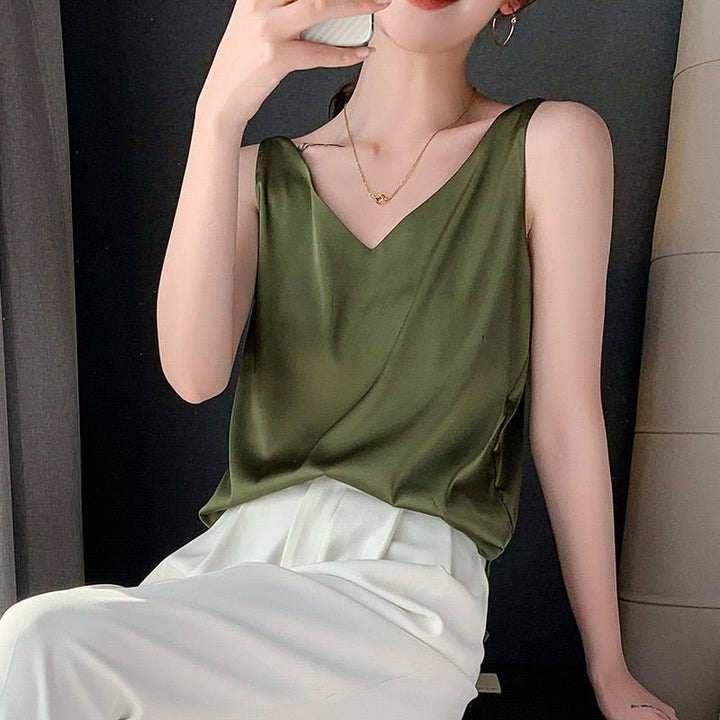 Eleanore | Elegant V-Neck Sleeveless Tank Top For Women
