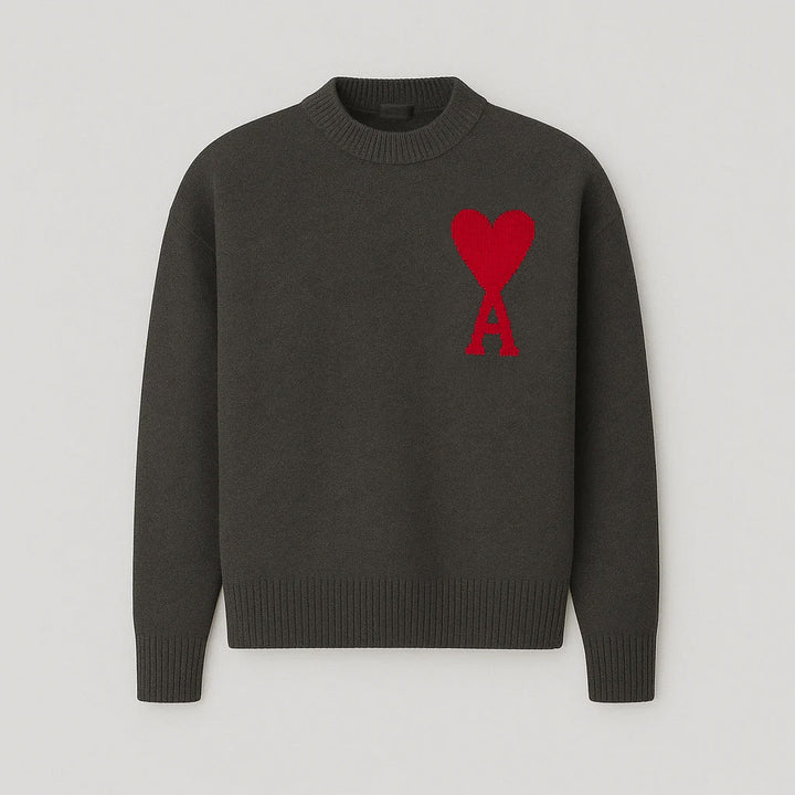 Cordelia | Chic Heart Detail Crew Neck Knit Sweater