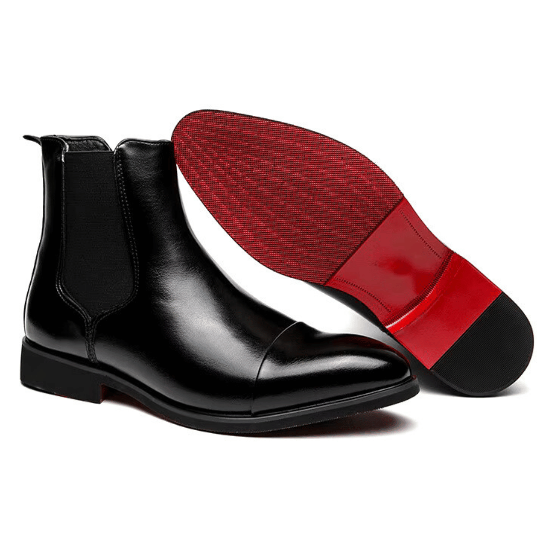 Rosie | Elegant Premium Leather Chelsea Boots With Red Sole Detail