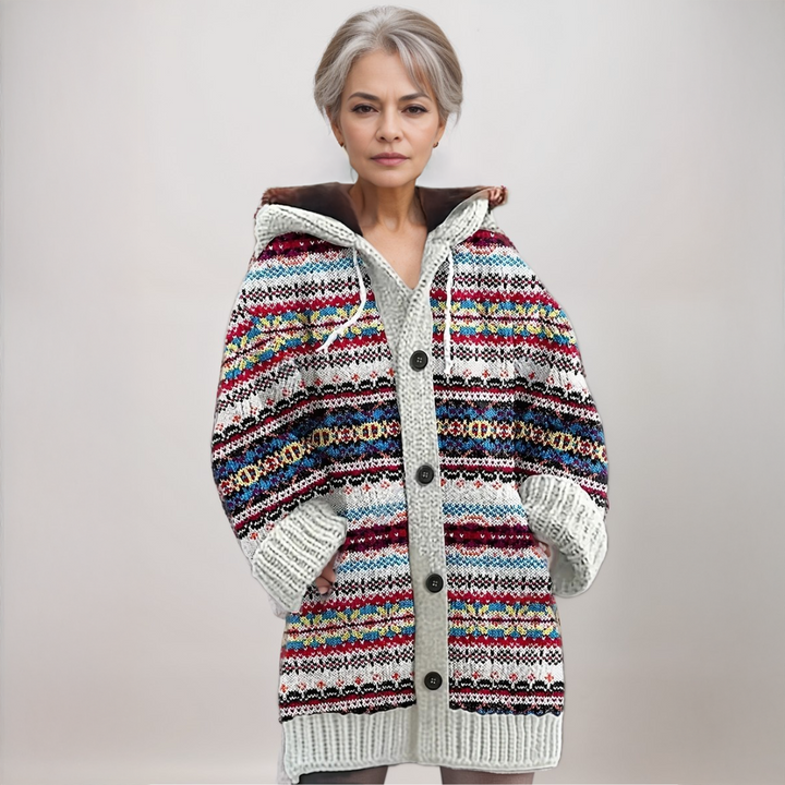 Meredith | Hooded Fair Isle Knit Cardigan Women - Cozy Style