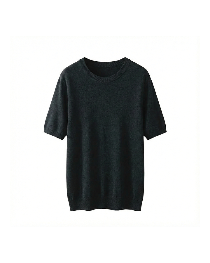 Millie | Elegant Short Sleeve Cashmere Crew Neck Sweater