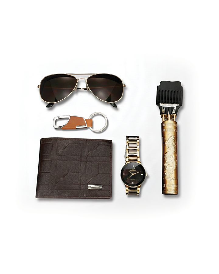 Vivienne | Elegant Men's 5-Piece Aviator Gift Set With Watch