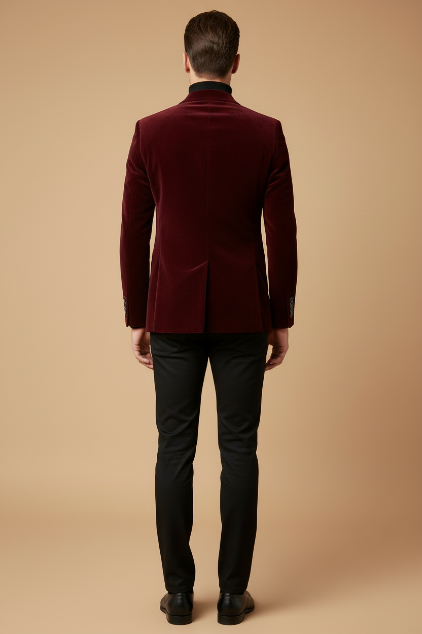 Valentino | Elegant Burgundy Velvet Blazer Men - Slim Fit Evening
