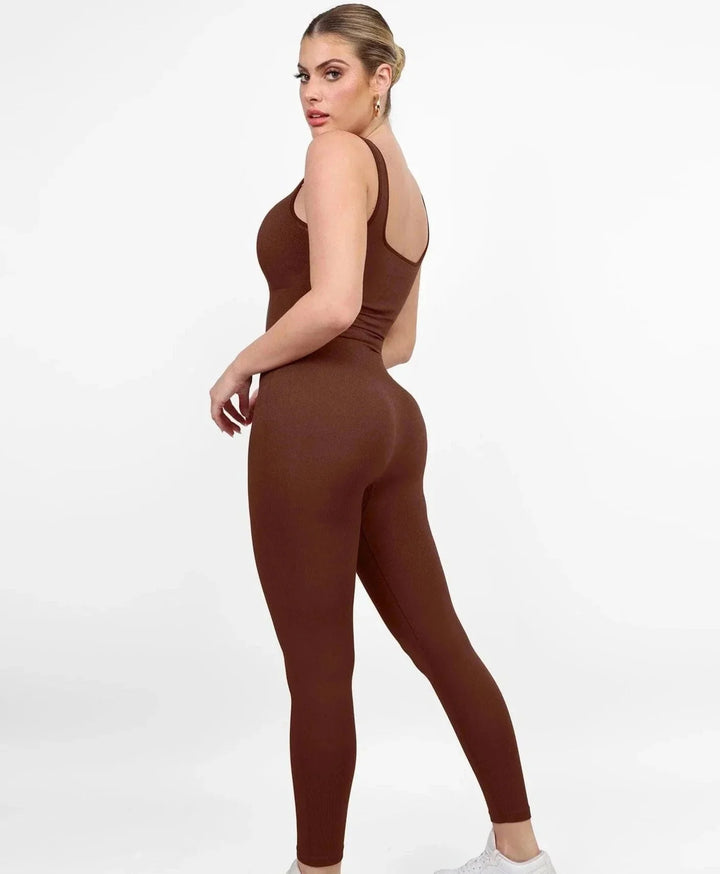 Emma | Chic Square Neck Sleeveless Ribbed Jumpsuit