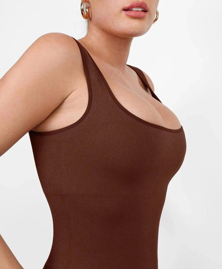 Emma | Chic Square Neck Sleeveless Ribbed Jumpsuit