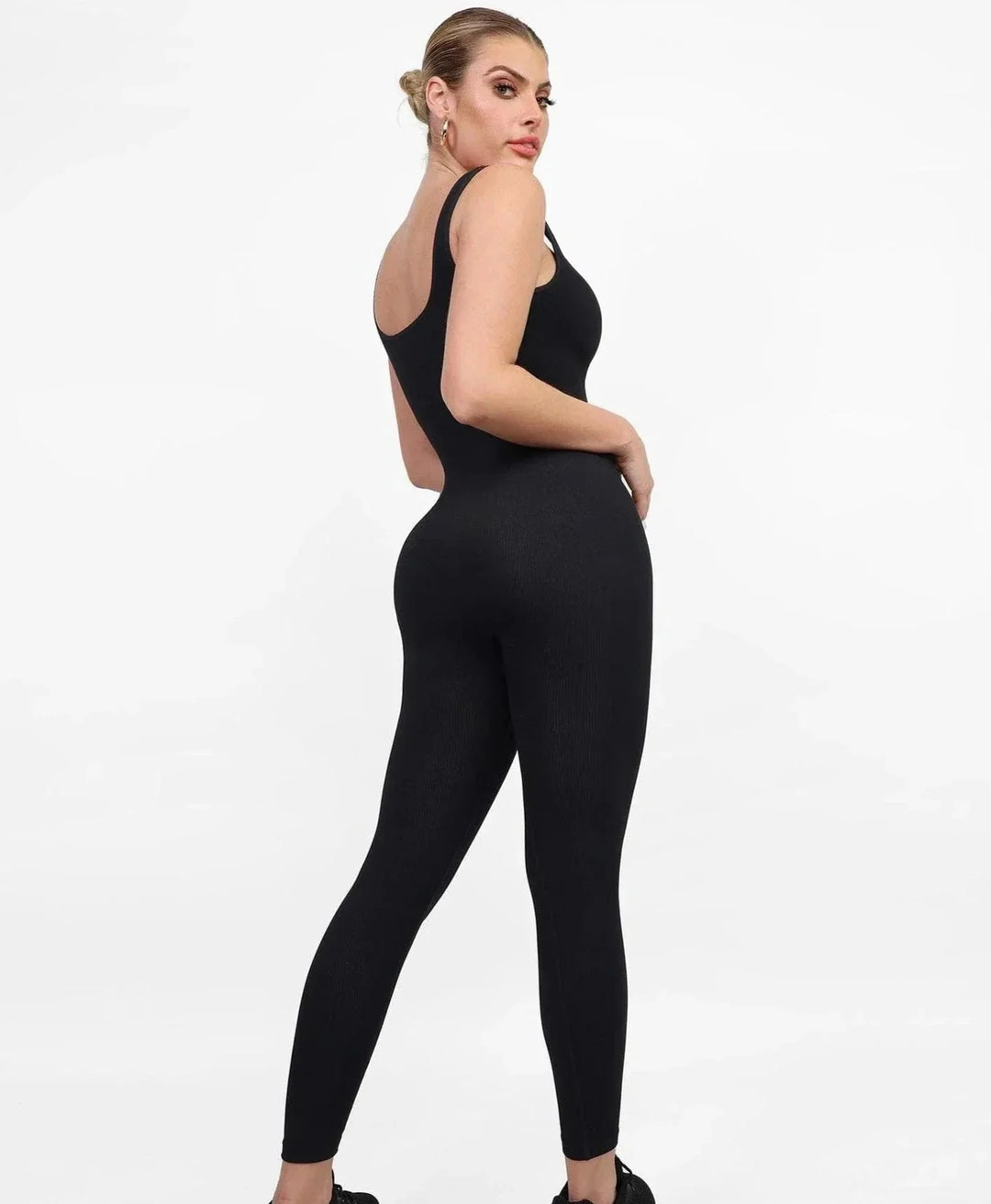 Emma | Chic Square Neck Sleeveless Ribbed Jumpsuit
