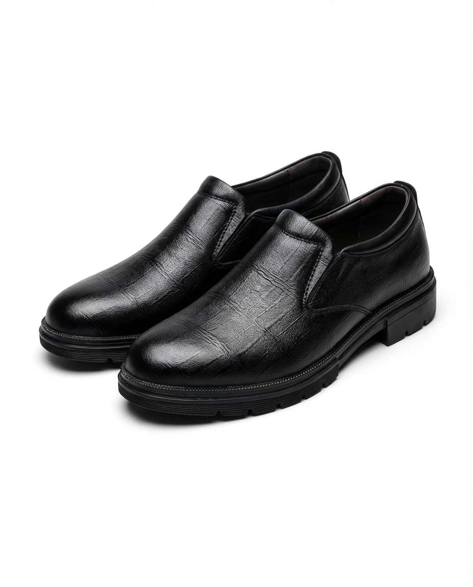 Serena | Elegant Brown Textured Leather Slip-On Loafers