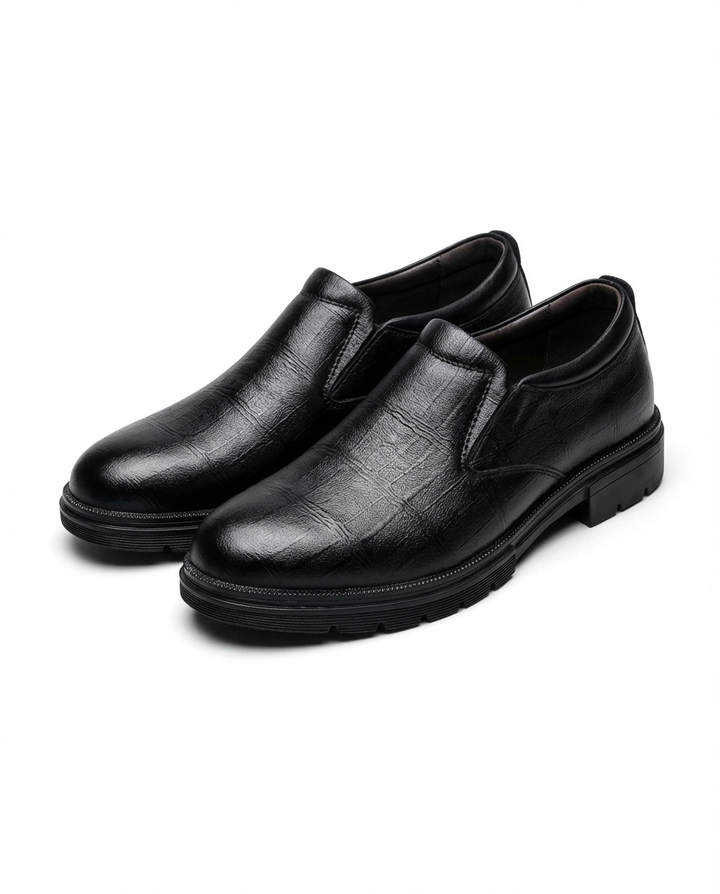 Serena | Elegant Brown Textured Leather Slip-On Loafers