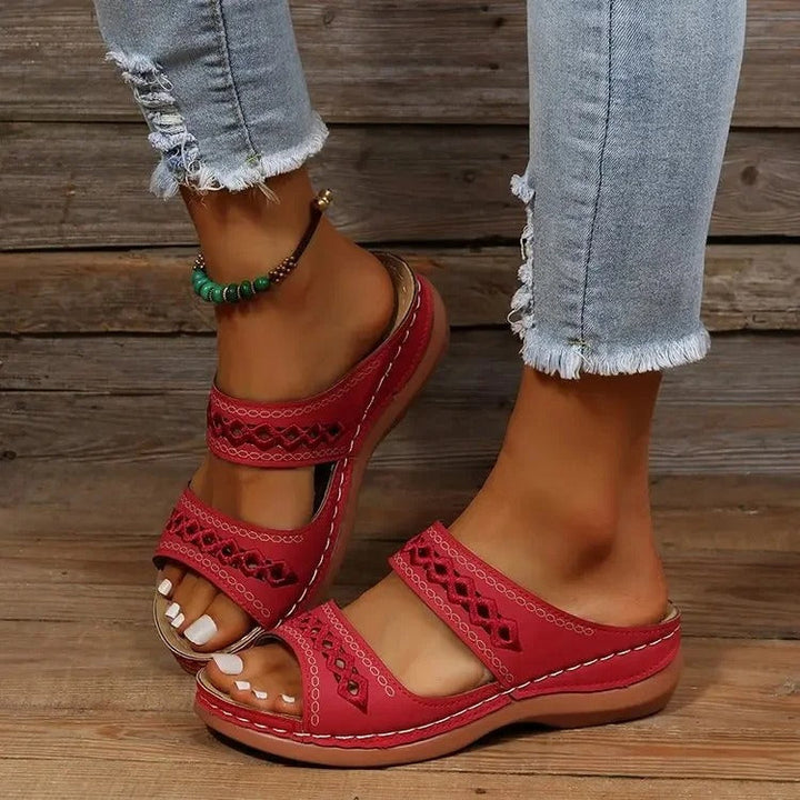 Westbourne | Stylish Red Comfort Sandals With Adjustable Straps