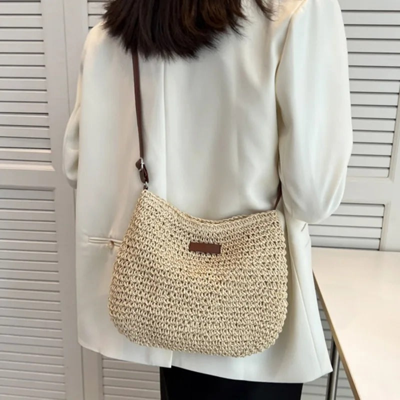Willa | Elegant Woven Straw Crossbody Bag