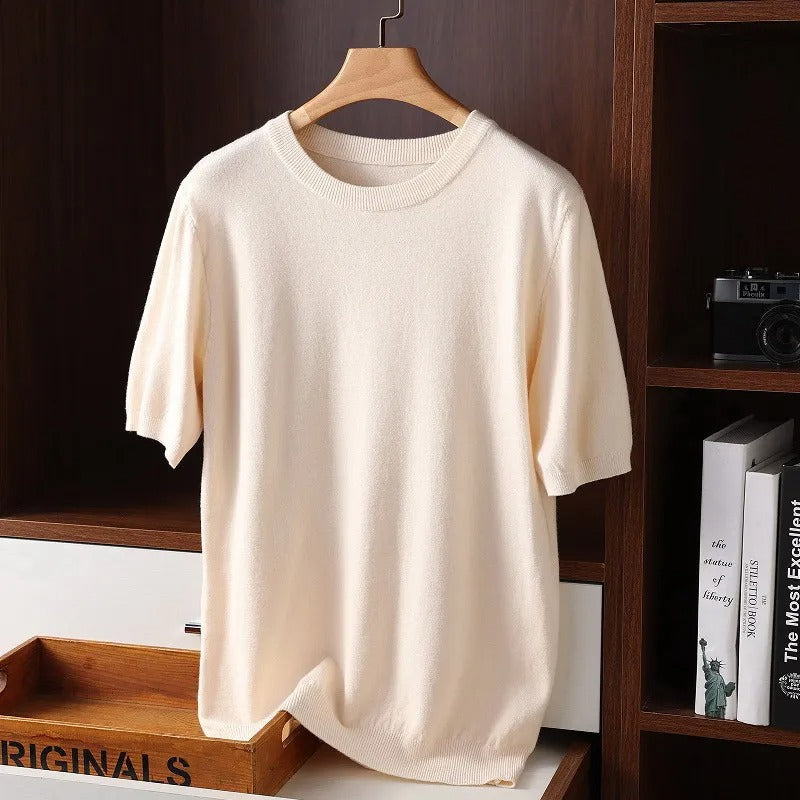 Millie | Elegant Short Sleeve Cashmere Crew Neck Sweater