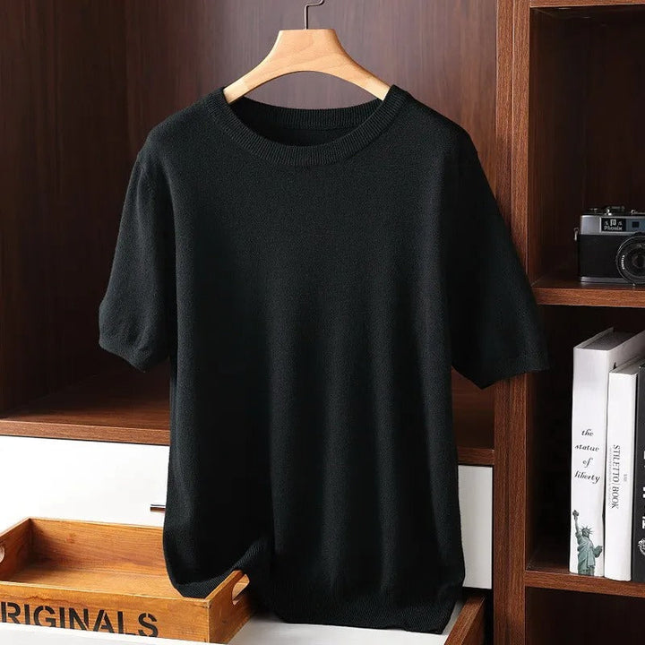 Millie | Elegant Short Sleeve Cashmere Crew Neck Sweater