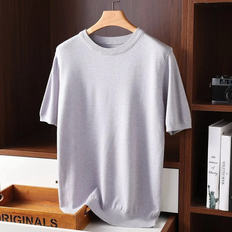 Millie | Elegant Short Sleeve Cashmere Crew Neck Sweater