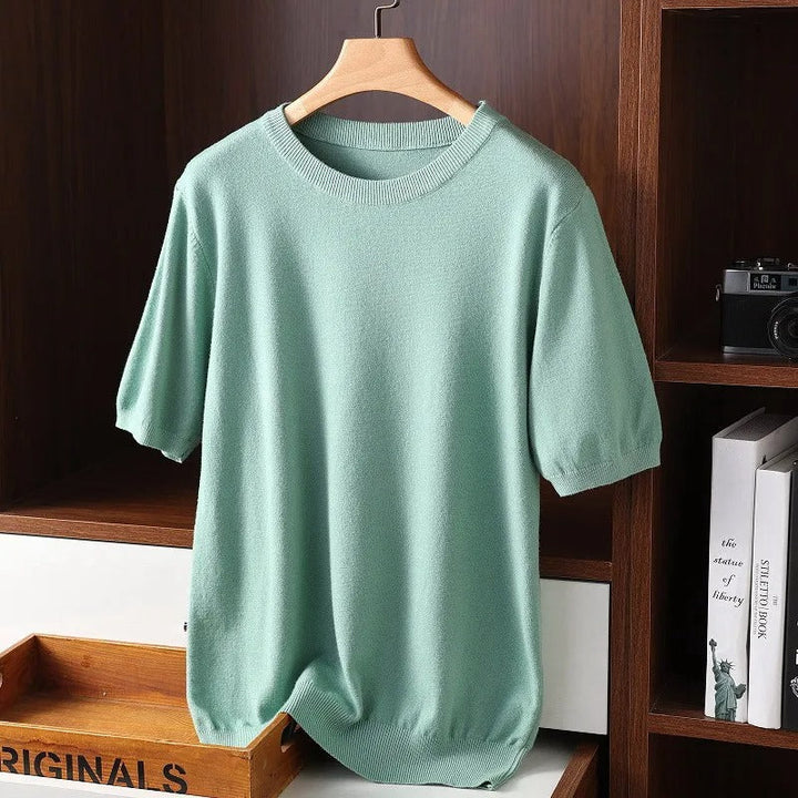 Millie | Elegant Short Sleeve Cashmere Crew Neck Sweater