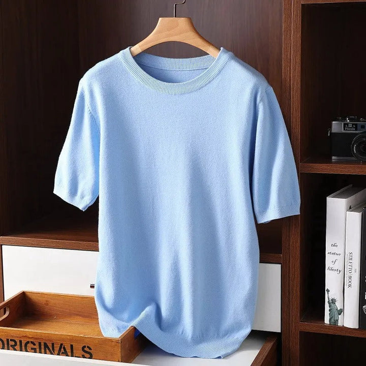 Millie | Elegant Short Sleeve Cashmere Crew Neck Sweater