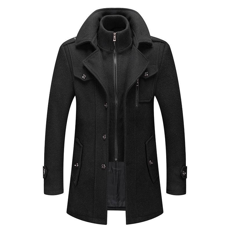 Felix | Elegant Double Layer Wool Coat With Stand Collar