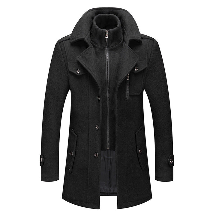 Felix | Elegant Double Layer Wool Coat With Stand Collar