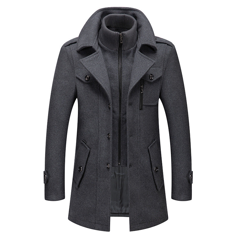 Felix | Elegant Double Layer Wool Coat With Stand Collar