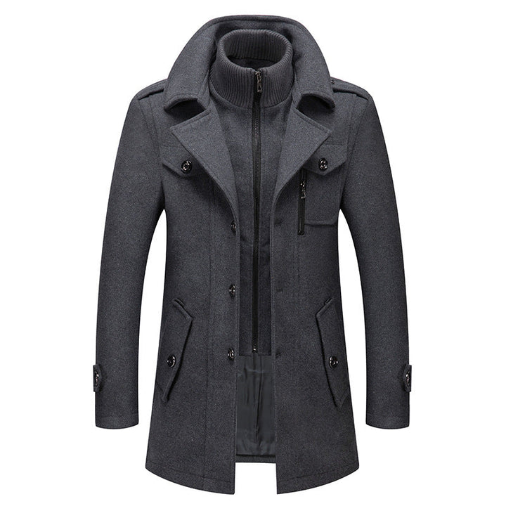 Felix | Elegant Double Layer Wool Coat With Stand Collar