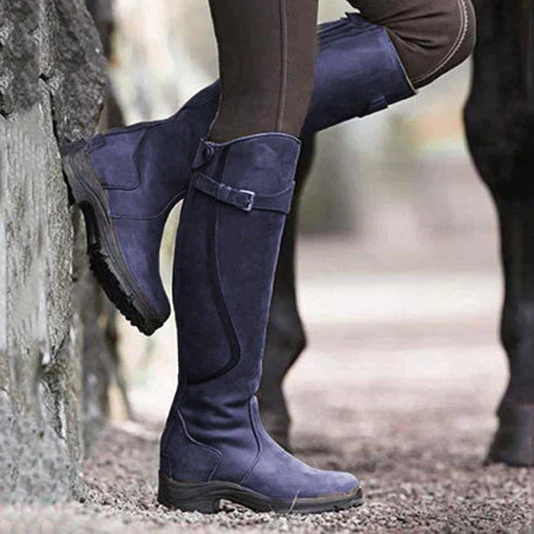 Delyra | Elegant Knee-High Leather Riding Boots Women