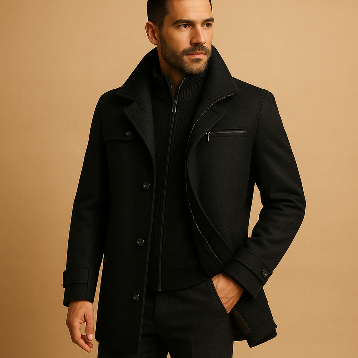 Wellington | Elegant Men's Double-Breasted Wool Overcoat