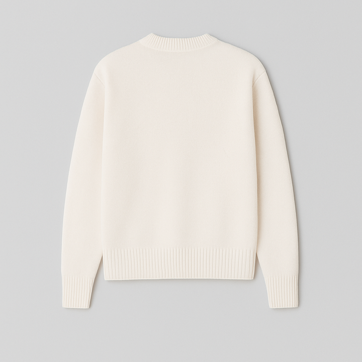 Cordelia | Chic Heart Detail Crew Neck Knit Sweater