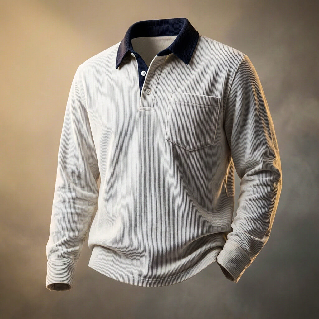 Marco | Stylish Men's Long Sleeve Corduroy Polo Shirt
