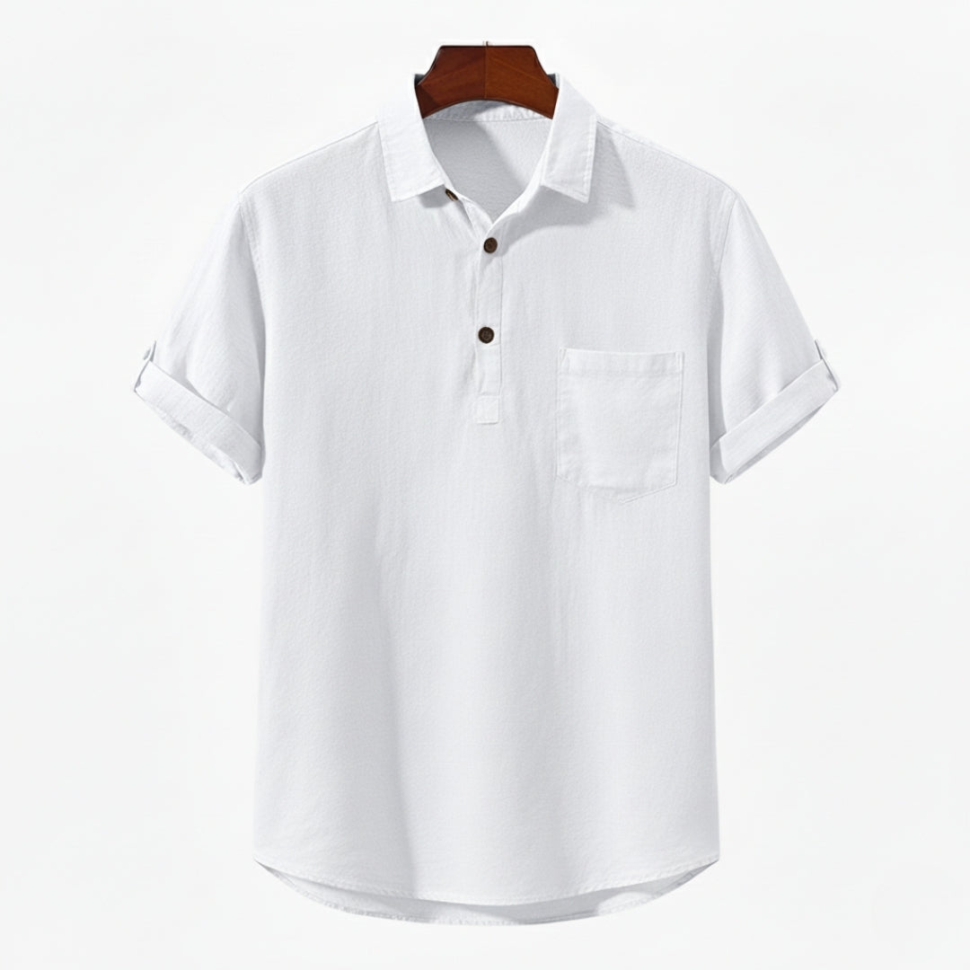 Oslo | Casual Linen Henley Shirt Men - Short Sleeve