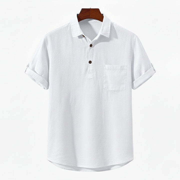 Oslo | Casual Linen Henley Shirt Men - Short Sleeve