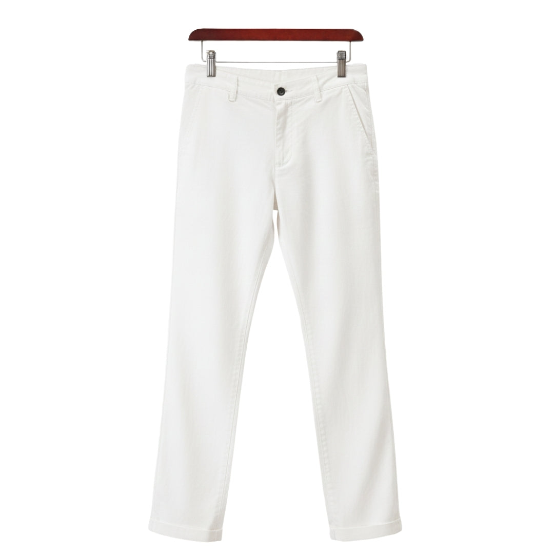 Evander | Premium White Linen Straight Leg Casual Pants Men