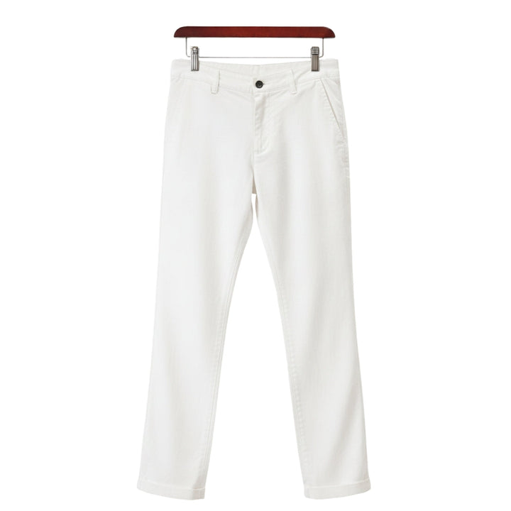 Evander | Premium White Linen Straight Leg Casual Pants Men