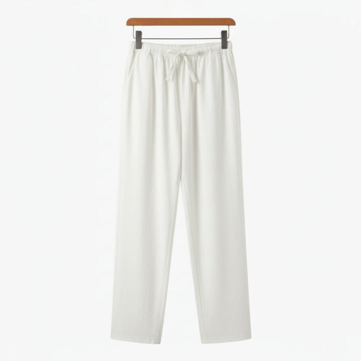 Fez | Elegant Drawstring Linen Pants - Oversized Relaxed Fit