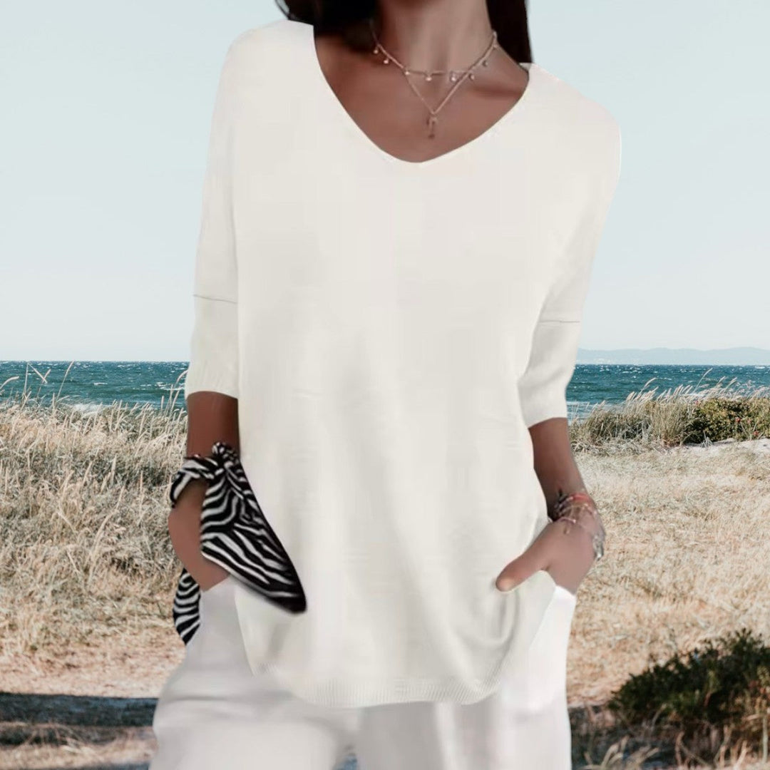 Freya | Effortless V-Neck Lightweight Summer Sweater